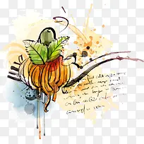 矢量水彩面条插画-空若网 矢量水彩面条插画-空若网