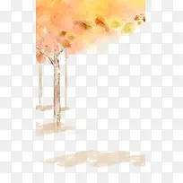 文艺橙色的树背景素材-空若网 文艺橙色的树背景素材-空若网