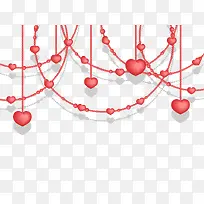红色爱心珠帘吊坠矢量素材-空若网 红色爱心珠帘吊坠矢量素材-空若网
