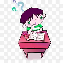 手绘卡通看书男孩-空若网 手绘卡通看书男孩-空若网