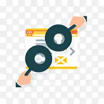 矢量扁平化放大镜和手-空若网 矢量扁平化放大镜和手-空若网