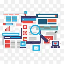 矢量扁平化手机和放大镜-空若网 矢量扁平化手机和放大镜-空若网