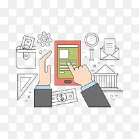 矢量扁平化手机和手-空若网 矢量扁平化手机和手-空若网