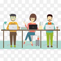 卡通扁平化三个办公人士-空若网 卡通扁平化三个办公人士-空若网