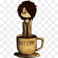 手绘咖啡杯子人物-空若网 手绘咖啡杯子人物-空若网