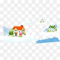 矢量小房子风景素材-空若网 矢量小房子风景素材-空若网