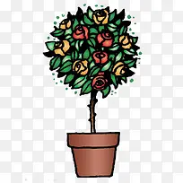 卡通手绘玫瑰树装饰海报-空若网 卡通手绘玫瑰树装饰海报-空若网