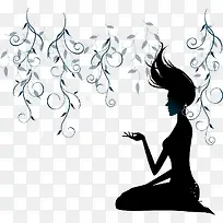 手绘人物剪影-空若网 手绘人物剪影-空若网