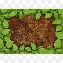 绿叶与木纹背景-空若网 绿叶与木纹背景-空若网