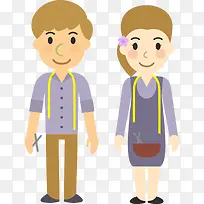 扁平化人物男女站立卡通造型-空若网 扁平化人物男女站立卡通造型-空若网