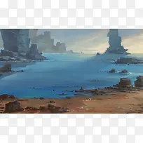 动漫手绘插画湖水-空若网 动漫手绘插画湖水-空若网