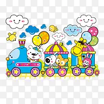 卡通火车动物白云-空若网 卡通火车动物白云-空若网