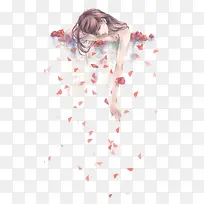 手绘人和花瓣-空若网 手绘人和花瓣-空若网