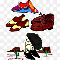 矢量多款手绘卡通鞋子-空若网 矢量多款手绘卡通鞋子-空若网