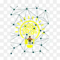 网状灯泡矢量素材-空若网 网状灯泡矢量素材-空若网