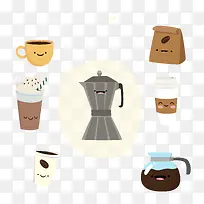 矢量可爱咖啡杯-空若网 矢量可爱咖啡杯-空若网