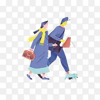 创意手绘情侣散步-空若网 创意手绘情侣散步-空若网