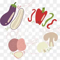 矢量茄子与辣椒-空若网 矢量茄子与辣椒-空若网