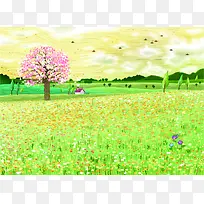 彩色花卉草原油画-空若网 彩色花卉草原油画-空若网