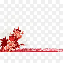 红色牡丹花边框装饰漂浮素材-空若网 红色牡丹花边框装饰漂浮素材-空若网