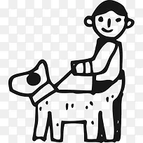 手绘牵狗的人-空若网 手绘牵狗的人-空若网
