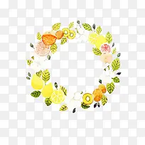 手绘清新水果花环-空若网 手绘清新水果花环-空若网