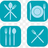 矢量蓝色餐厅标识-空若网 矢量蓝色餐厅标识-空若网