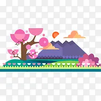 扁平化城市景色矢量素材-空若网 扁平化城市景色矢量素材-空若网