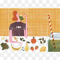 ������ʳ��Ů�˲廭-������