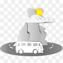 矢量卡通汽车走山路-空若网 矢量卡通汽车走山路-空若网