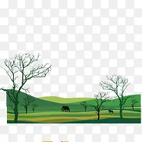 矢量草地和树-空若网 矢量草地和树-空若网