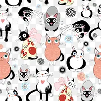 各种可爱猫咪背景矢量图-空若网 各种可爱猫咪背景矢量图-空若网