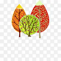 红色橙色绿色小树卡通图-空若网 红色橙色绿色小树卡通图-空若网