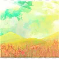 矢量山水画的水彩画-空若网 矢量山水画的水彩画-空若网