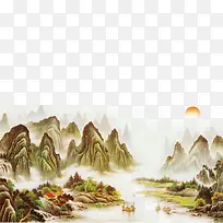 水彩山水中国画-空若网 水彩山水中国画-空若网