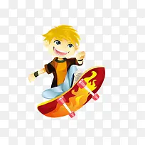 可爱小孩滑板矢量素材-空若网 可爱小孩滑板矢量素材-空若网