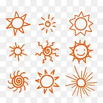橙色手绘卡通太阳-空若网 橙色手绘卡通太阳-空若网