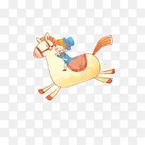 卡通手绘小孩骑马-空若网 卡通手绘小孩骑马-空若网