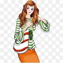 卡通漂亮棕色长发美女-空若网 卡通漂亮棕色长发美女-空若网