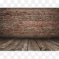 怀旧地板与红砖墙壁-空若网 怀旧地板与红砖墙壁-空若网