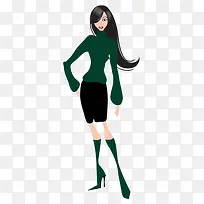 卡通手绘长发美女-空若网 卡通手绘长发美女-空若网