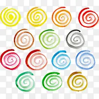 彩色水彩螺旋圆圈-空若网 彩色水彩螺旋圆圈-空若网
