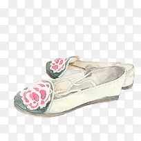 手绘绿色卡爱绣花鞋-空若网 手绘绿色卡爱绣花鞋-空若网