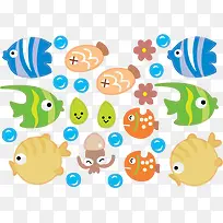 彩色卡通鱼群-空若网 彩色卡通鱼群-空若网