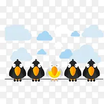 矢量电线上的鸟-空若网 矢量电线上的鸟-空若网