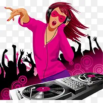 打碟音乐人物矢量素材-空若网 打碟音乐人物矢量素材-空若网