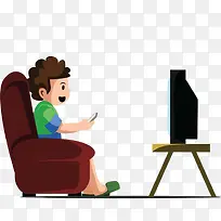 小男孩看电视-空若网 小男孩看电视-空若网