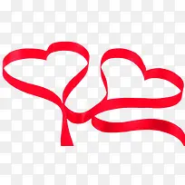红色丝带编织成两爱心-空若网 红色丝带编织成两爱心-空若网