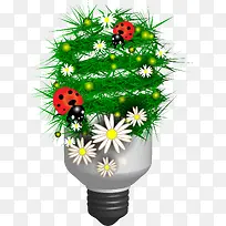 绿色草花节能灯泡-空若网 绿色草花节能灯泡-空若网