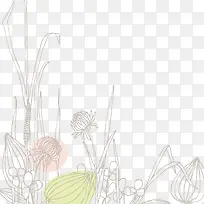 手绘线条花卉装饰矢量图-空若网 手绘线条花卉装饰矢量图-空若网